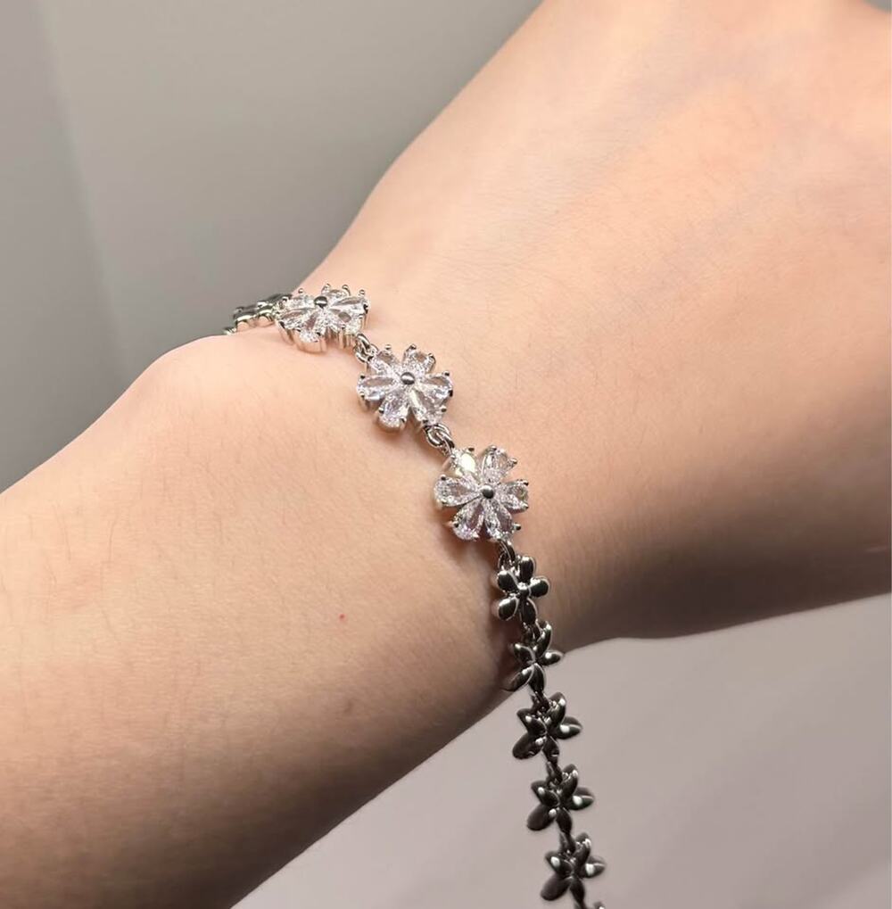 Tarnish Free Dainty CZ Floral Bracelet – Elegant Garden Sparkle
